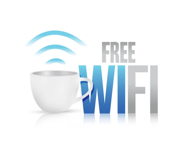 Free wifi coffee mug concept illustration design — Stock Photo, Image