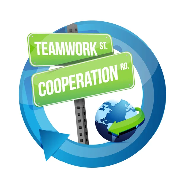 Teamwerk samenwerking weg teken illustratie — Stockfoto