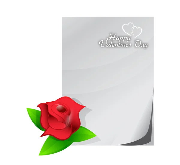 San Valentino rosa rossa amore lettera illustrazione design — Foto Stock