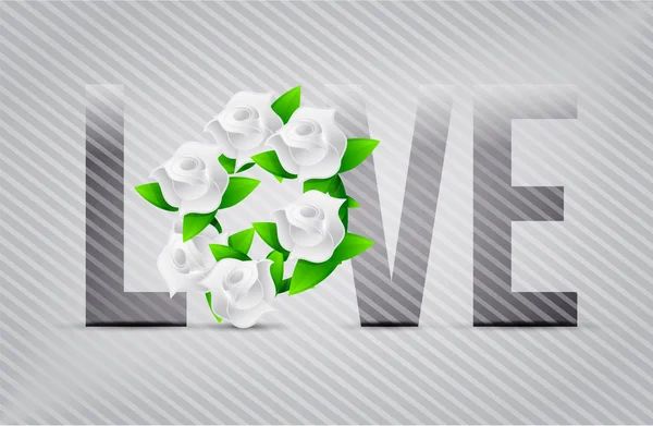 Weiße Liebe Blumen Illustration Designs — Stockfoto