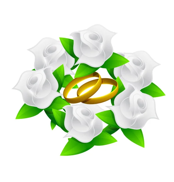 Blumen und Ringe Hochzeitsstrauß Illustration — Stockfoto