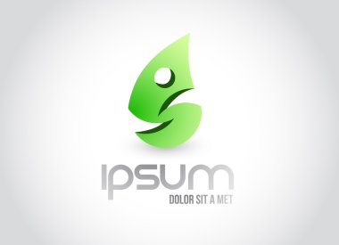 Fitness Eko yaprak logo sembol illüstrasyon tasarımı