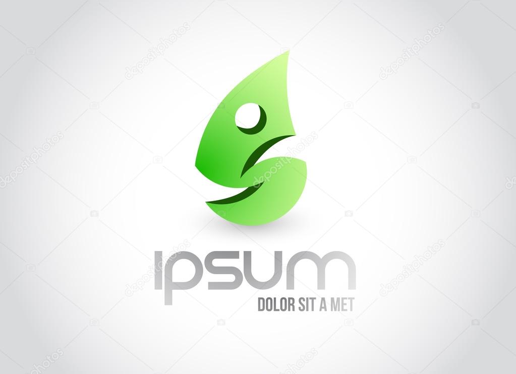 Fitness eco leaf logo symbol illustration design over white