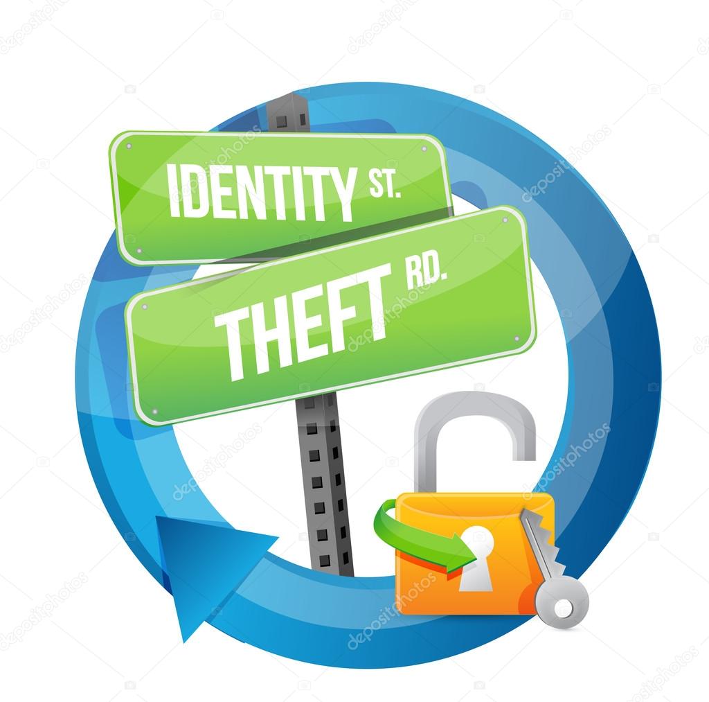 identity theft road sign illustration design