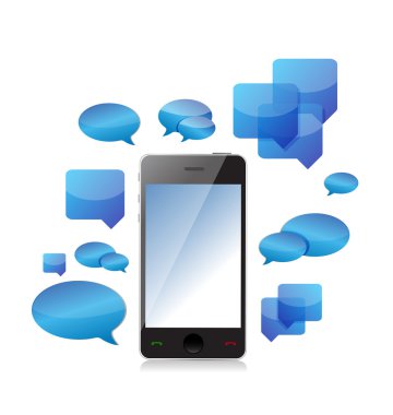 bir cep telefonu sohbet konsept illüstrasyon tasarımı