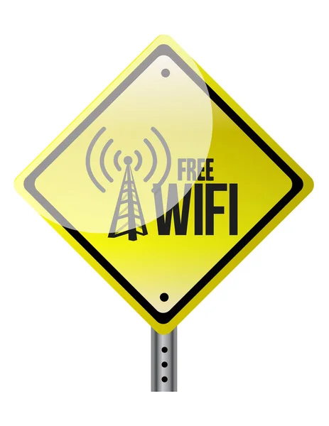 Free wifi yellow diamond sign illustration design — Stock Photo, Image