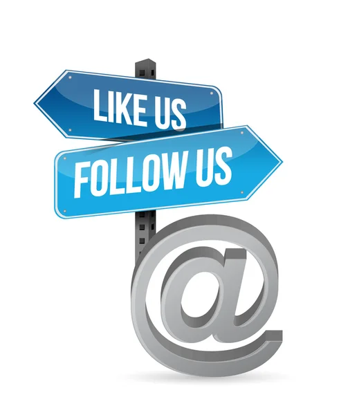 Like us and follow us online sign illustration — Stock Photo, Image