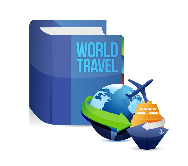 Bok med en world travel konceptet titel — Stockfoto