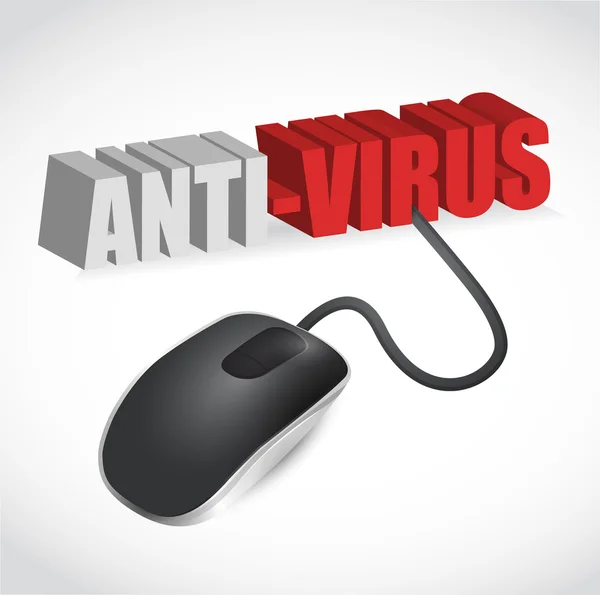 Mouse collegato alla parola rossa Anti-Virus i — Foto Stock