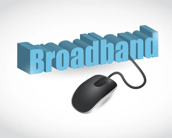 Broadband text sign and mouse illustration — Stock Photo, Image