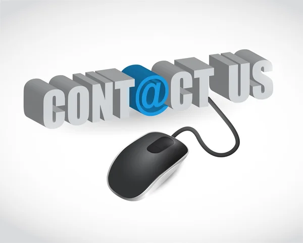 Contact us sign and mouse illustration design — Stock Photo, Image