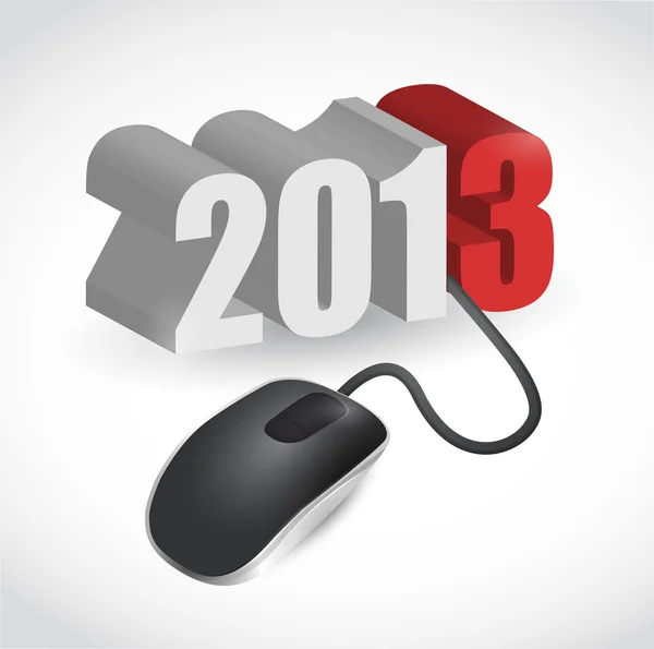 Computer mouse connected to 2013 illustration — Stock Photo, Image