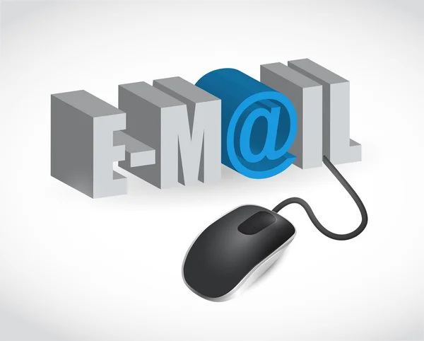 Email sign and mouse illustration — Stock Photo, Image