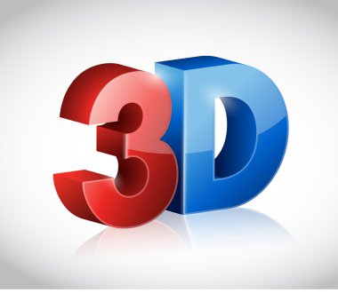 3d kelime kırmızı ve mavi renkte yazılmış