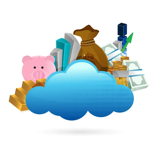 Illustrazione dei concetti di cloud computing e business — Foto Stock