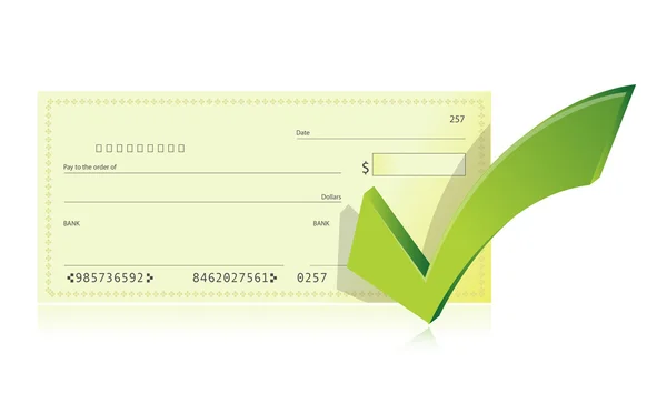 Bank checkbook and check mark illustration — Stock Photo, Image