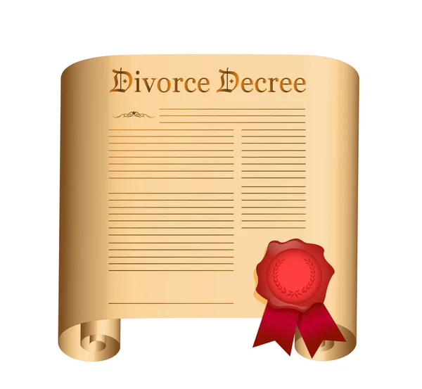 Decreto de divórcio Velho pergaminho com um selo molhado — Fotografia de Stock