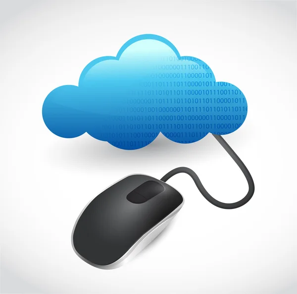 Illustrazione del mouse collegato al cloud design — Foto Stock