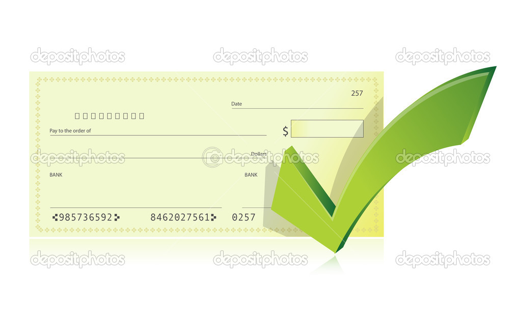 bank checkbook and check mark illustration