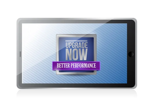 Tablet with an upgrade now illustration — Stock Photo, Image