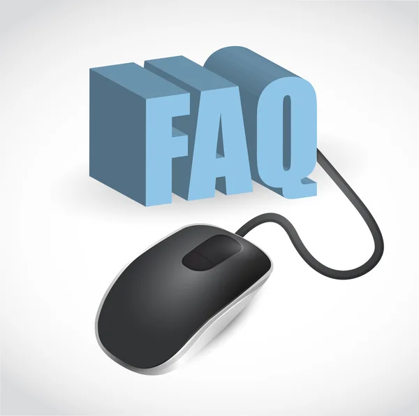 Computer mouse connected to the blue word FAQ — Stock Photo, Image