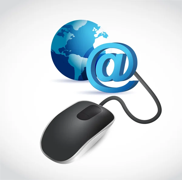 Computer mouse connected to a blue globe — Stock Photo, Image