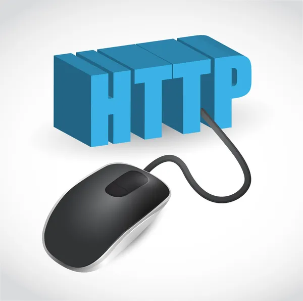 Http sign connected to mouse illustration — Zdjęcie stockowe