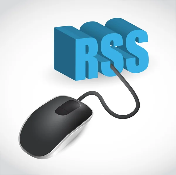 Rss sign connected to mouse illustration design — Stock Photo, Image