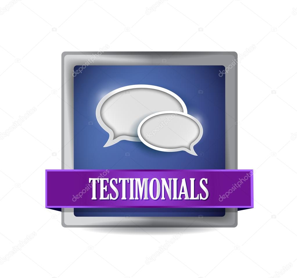 Testimonials glossy blue reflected square button