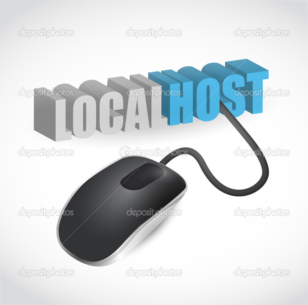 localhost sign connected to mouse illustration