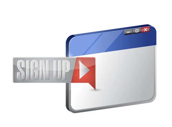 Sign up now button and browser illustration — Stock Photo, Image