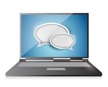 laptop sohbet konsept illüstrasyon tasarımı