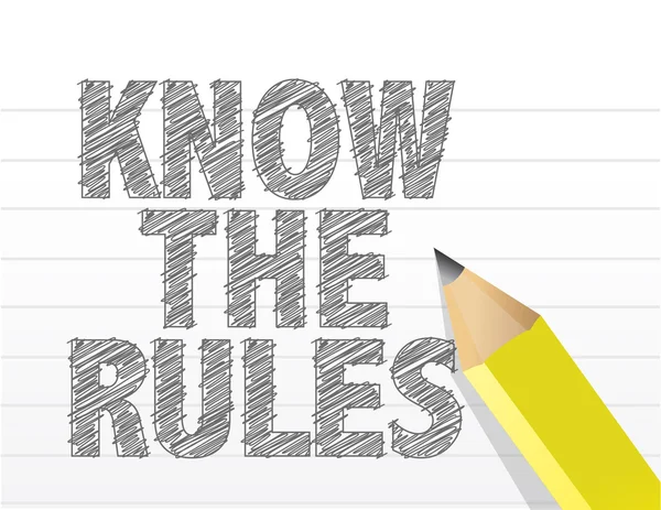 Conozca las reglas escritas en un papel de bloc de notas en blanco —  Fotos de Stock