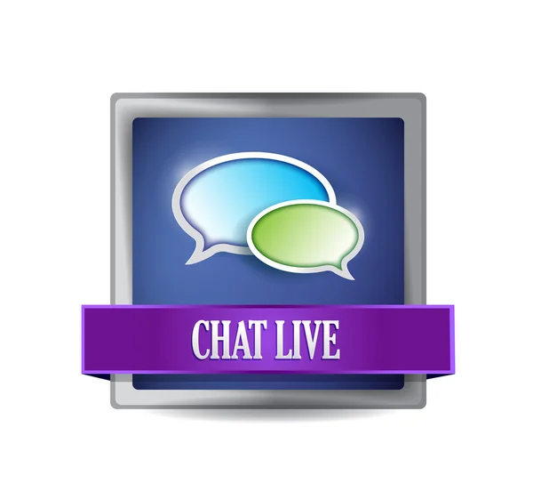 Live chat glanzende knop afbeelding ontwerp — Stockfoto