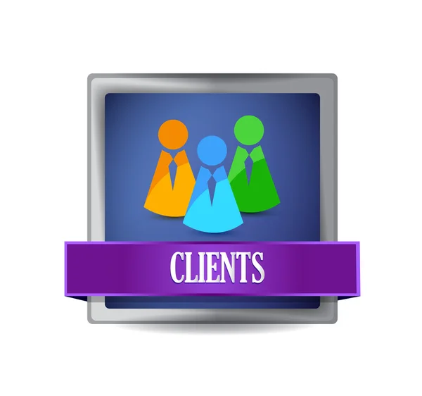 Clients glossy blue button illustration design — Stock Photo, Image
