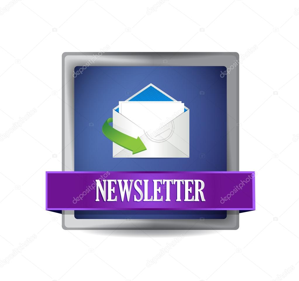 Newsletter glossy blue icon illustration