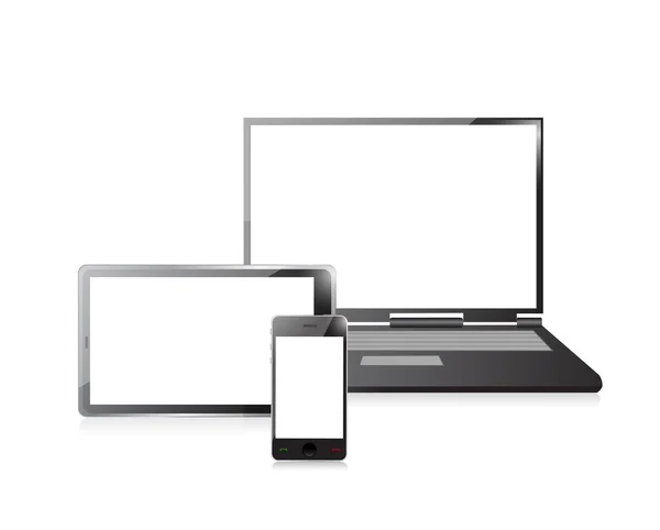 Laptop, mobile phone and digital tablet pc — Stock Photo, Image