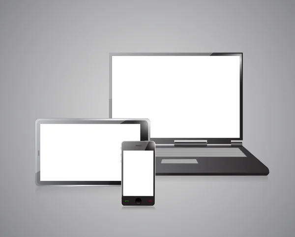 Φορητό υπολογιστή, κινητό τηλέφωνο και ψηφιακή tablet pc — Φωτογραφία Αρχείου