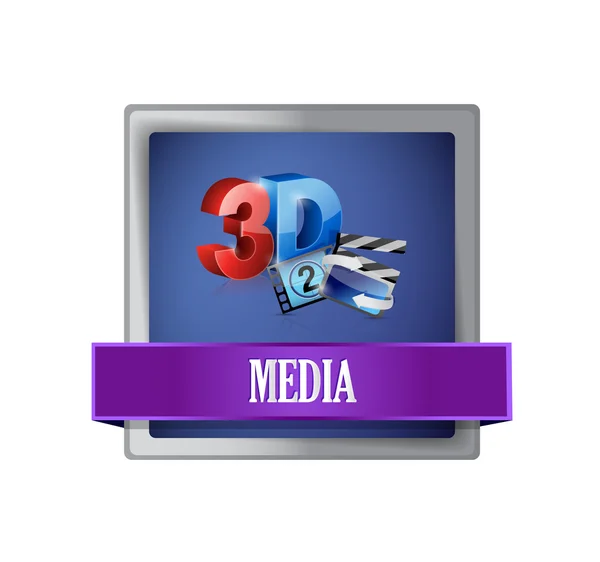 Media square blue button illustration — стоковое фото