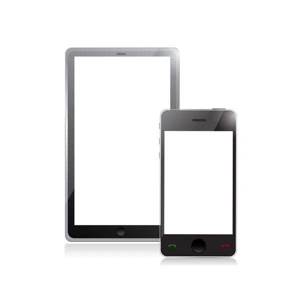 Digital tablet PC with mobile smartphone — Stock Photo, Image