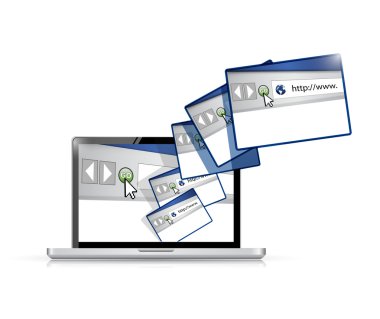 Dizüstü internet sitelerine bağlantı illüstrasyon