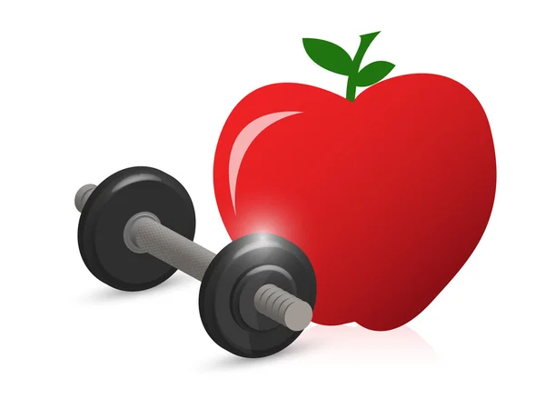 Fitness Ağırlık ve apple illüstrasyon — Stok fotoğraf