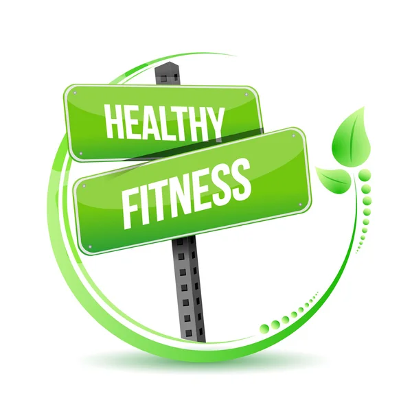 Healthy and fitness street sign illustration — Stock Photo, Image