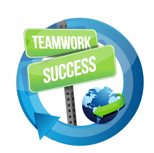 Teamwork Erfolg Straßenschild Illustration — Stockfoto