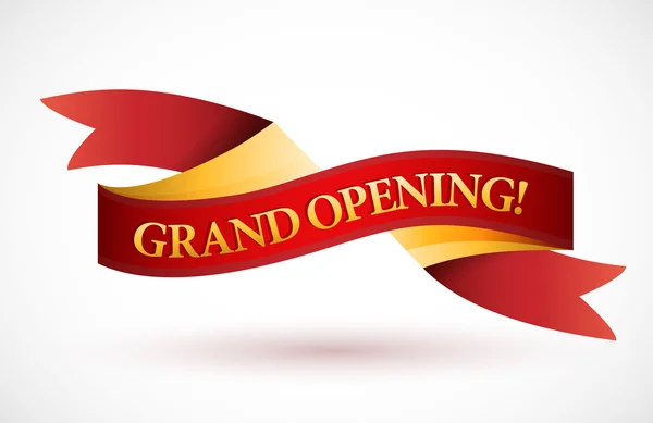 Grand opening red waving ribbon banner — Stock Photo, Image