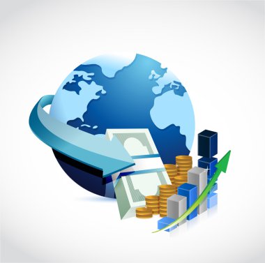 Küre ve para illüstrasyon tasarımı