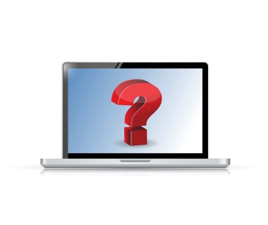 laptop şekil üzerinde soru kavramı