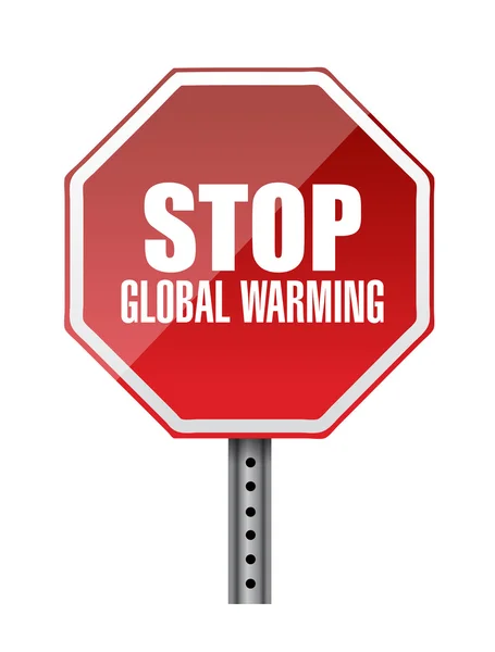 Parar aquecimento global sinal de estrada vermelho — Fotografia de Stock