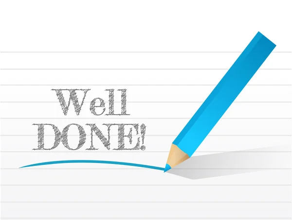 Well done in white notepad space — Stock Photo, Image