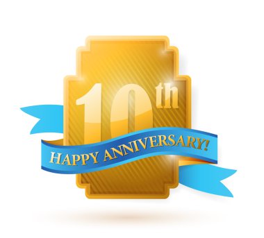 10 yıl yıldönümü altın mühür ile kurdele.